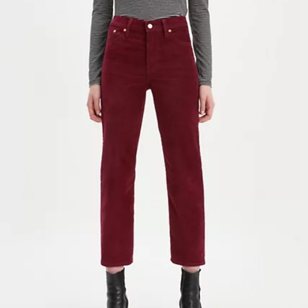 Levi’s wedgies straight fit corduroy red velvet ribbed pants
